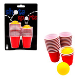 Beerpong. Shot Sport 20 Vasos Y 2 Pelotas De Pong