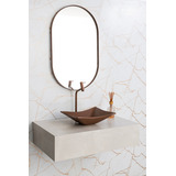 Espelho Oval C/ Moldura Banheiro Quarto Sala 80x50cm Cores Moldura Marrom