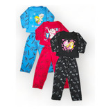 Kit 4 Pijamas Estampado Manga Longa Infantil Criança 1 A 8
