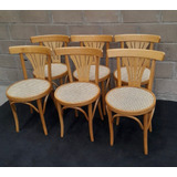 Antiguo Juego De 6 Sillas Bar Thonet Peineta Esterilla