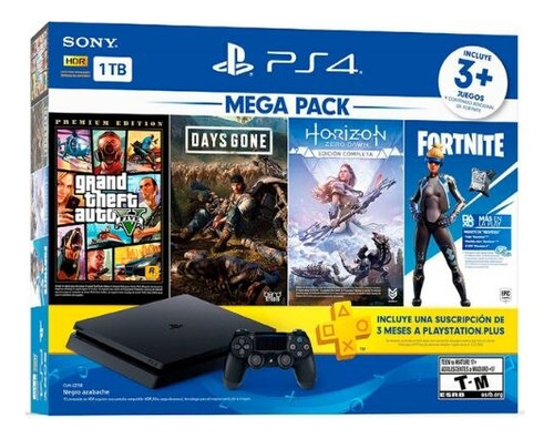 Consola Playstation 4 Slim 1tb + Megapack - 4 Juegos