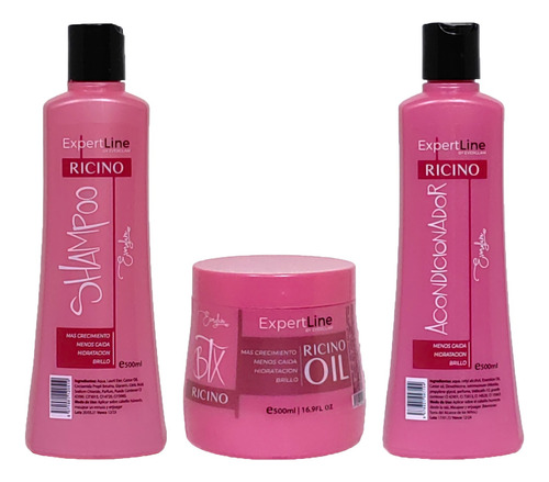 Shampoo+acondicionador+crema Ricino Everglam