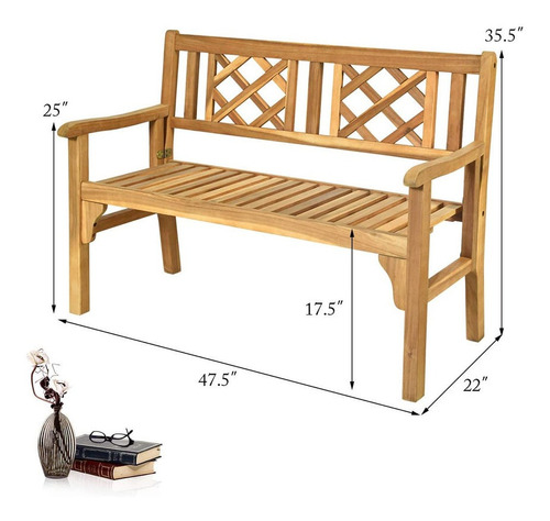 Giantex - Banco De Madera De Acacia Para Patio De 4 Pies