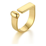 Anillo Minimalista Gold, Ajustable, Plata 925, Baño Oro 18k