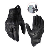 Guantes De Moto 100% Piel De Cabra Para Pantallas Táctiles