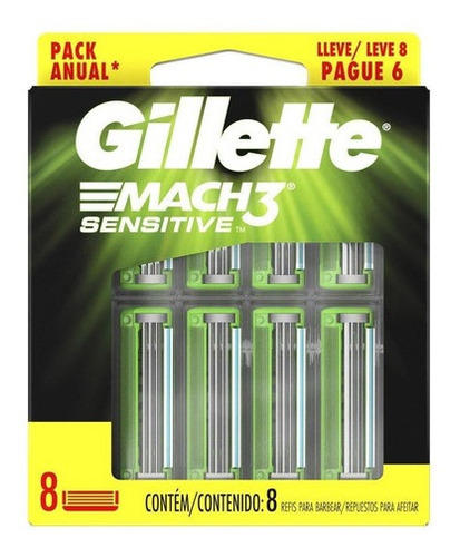 Carga Gillette Mach3 Sensitive Leve 8 Pague 6 
