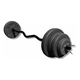 Kit Biceps 22 Kg Barra Ez Con Discos De Pesas Y Topes Sonnos Color Negro