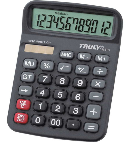 Calculadora De Mesa Trully 12dig.preta Mod.836b-12