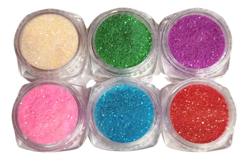 Set 6 Pigmentos Micro Glitters Modelo 3