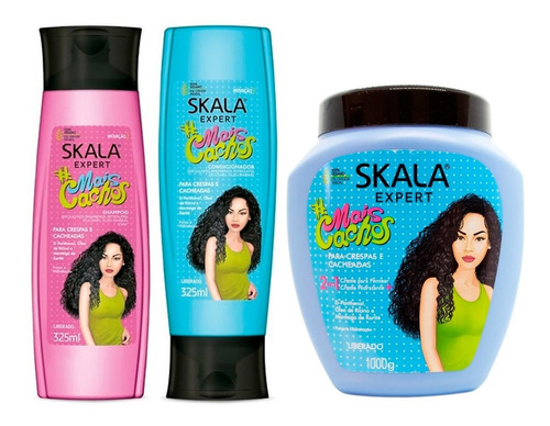 Skala Mais Cachos Rulos Shampoo + Acondicionador + Mascara