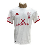 Camiseta Huracan Titular Kappa 2023 Blanca Slim Fit.