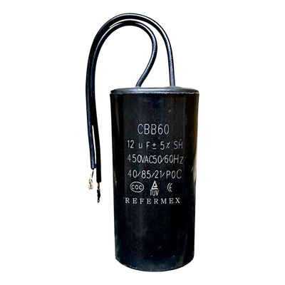 Capacitor 12uf 450v 12 Mircrofaradios Redondo Cable 12mfd | Meses sin interés