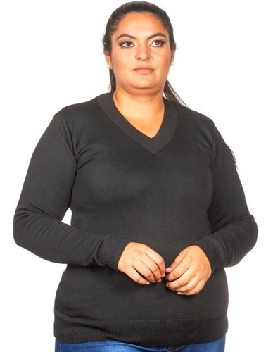 Blusa De Frio Decote V Tricot Feminino Liso Plus Size Trico