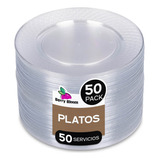 50 Platos Pasteleros Desechables Elegantes, Plástico, 16 Cm, Transparentes Reutilizables, Ideal Para Bodas, Fiestas, Cenas, Calidad Resistente Y Duradero