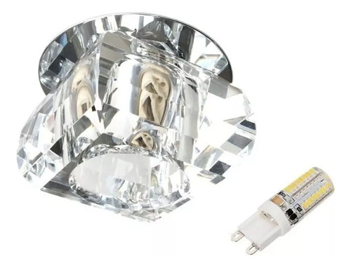 5 Spot Cristal Embutir G9 Gesso Sala Banheiro Ac661 + Led 3w