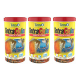 3 Botes De Alimento Tetra Color Tropical Flakes Hojuela 200g