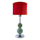 Velador Moderno Bocha Ceramica Lampara Mesa Led E27 Colores Color De La Estructura Cromo/verde Color De La Pantalla Rojo