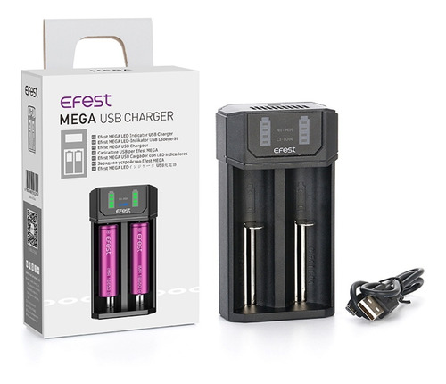 Cargador Mega Usb Inteligente Efest Ni-mh Litio-ion 18650 