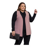 Colete Plus Size Trico Renda Mousse