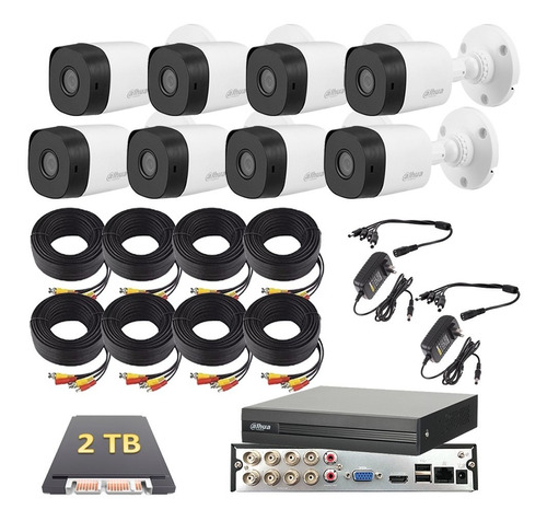 Kit Video Vigilancia 8 Cámaras Fhd 1080p Dahua Cctv 2 Tb