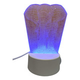 Lámpara Holograma Elefante Luz Led 3d Usb Decoración Color De La Estructura Azul
