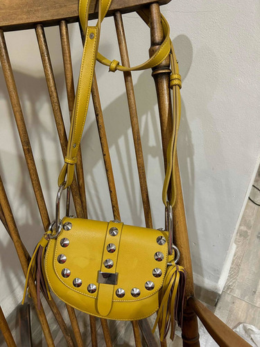 Cartera Bandolera Cuero Amarillo Akiabara