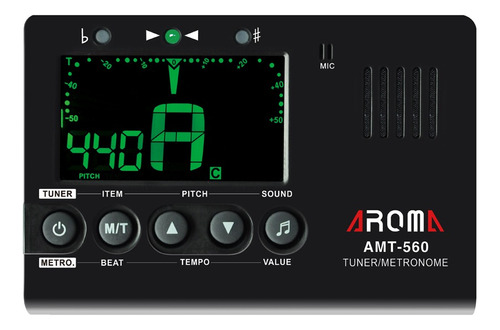 Metrônomo E Afinador Digital Cromático Aroma Amt-560