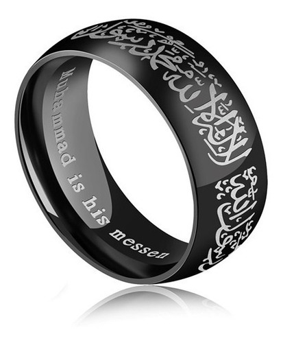 Anillo Árabe Islám Musulmán Allah Shahada Acero Hombre Mujer