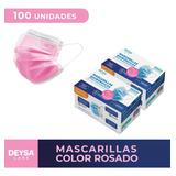 Mascarillas Desechables 50 Un 2 Cajas (100 Un). Color Rosado