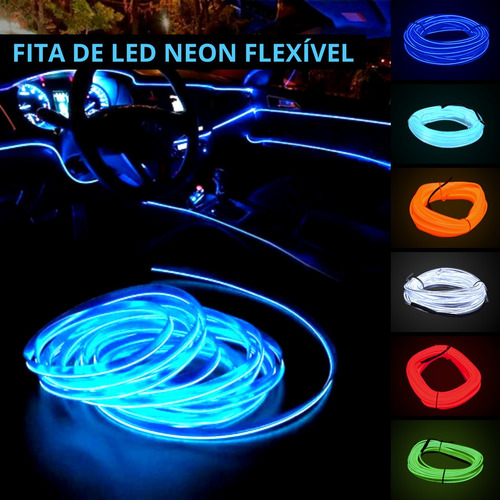 Kit 4 Fita Neon Automotiva 12v 5 Metros Prova Varias Cores