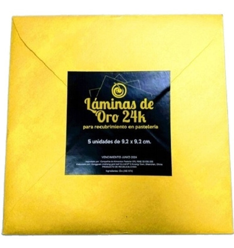 Laminas Comestibles De Oro 24k Pastelar Reposteria Pack X5