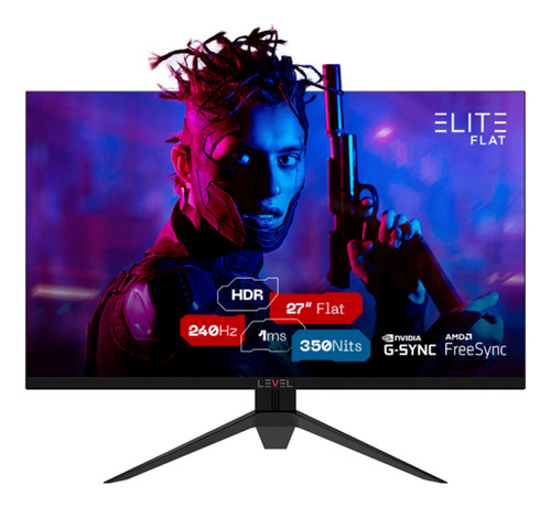 Monitor Gamer 27  Level Elite Flat Eled 240hz Freesync-preto