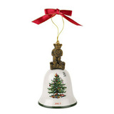 Spode Árbol De Navidad Ornamento, Oso De Peluche Bell