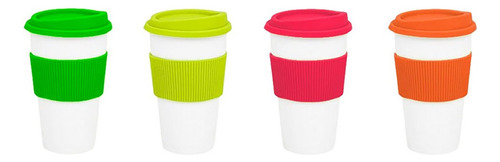 Vaso Térmico Tipo Starbucks Mug + Tapa + Faja 300 Ml Colores