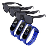 Kit 03 Relógios Digital De Led + Óculos Sol Proteção Barato 