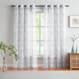 Cortinas Transparentes De Gasa Blanca Con Estampado Floral P