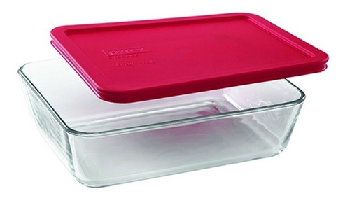 Fuente Rectangular Con Tapa Roja 2,6 L Simply Store Pyrex 