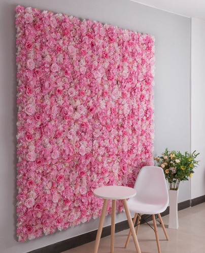 12 Paneles De Flores Artificial Pared Floral Rosa Decoracion