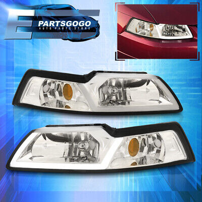 For 99-04 Ford Mustang Gt Svt Led Drl Chrome Amber Headl Aac
