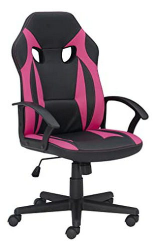 Linon Negro Con Detalles En Rosa Lars Silla De Oficina Ajust