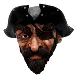 Máscara De Pirata Con Sombrero Látex Ghoulish Color Negro