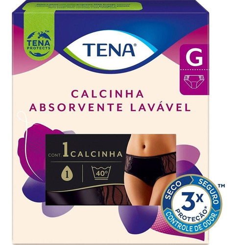 Calcinha Absorvente Para Incontinência Urinária Tena Preta G