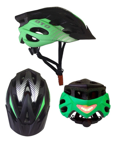 Casco Bicicleta Con Luz Incorporado Y Vicera Marca Dto