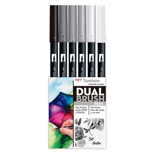 6 Plumones Arte Tombow Dual Brush Punta Pincel Zebra 