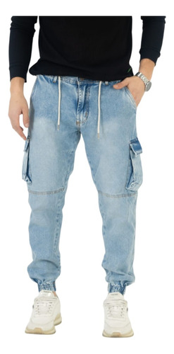 Jogger Mom Hombre Pantalon Jean Con Pasa Cinto Puños Calidad