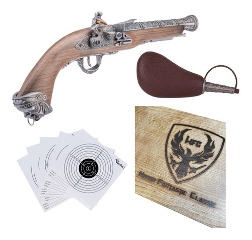 Pistola Co2 Pirate Flintlock Bbs Siglo 18 .177 Plateada Xt C