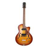 Guitarra Eléctrica Godin 5th Avenue Cw Kingpin Ii De Canadian Wild Cherry Cognac Burst Semi Brillante Con Diapasón De Palo De Rosa