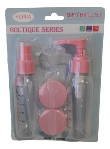 Set Botellas De Viaje Atomizador Envases  4 Piezas Rosa