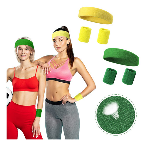 6pcs Banda Deportiva Cabeza Sudor Elástica Diadema Muñequera