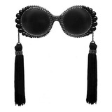 . Gafas De Terre Grande Con Borla Negra Vintage Anteojos